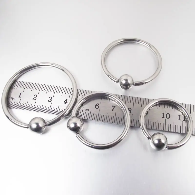 1 Piece Big Size Large Circle Stainless Steel Ball Captive Hoop Rings BCR Earring PA Ring Nipple Body Piercing Jewelry