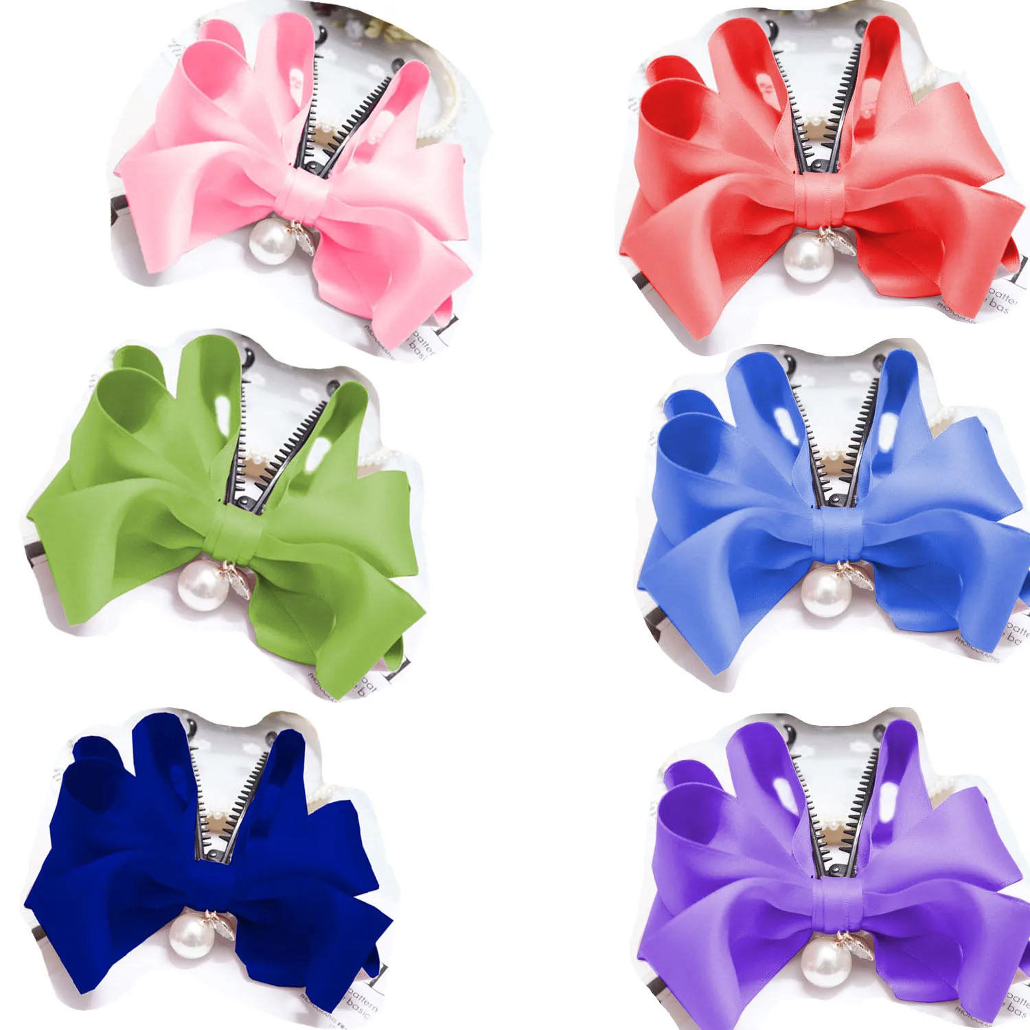 

2021 New Hair Claws Sweet Hairpin Cute Ribbon Bow Imitation Pearl Banana Hair Clip Women Fashion Hair Accessories