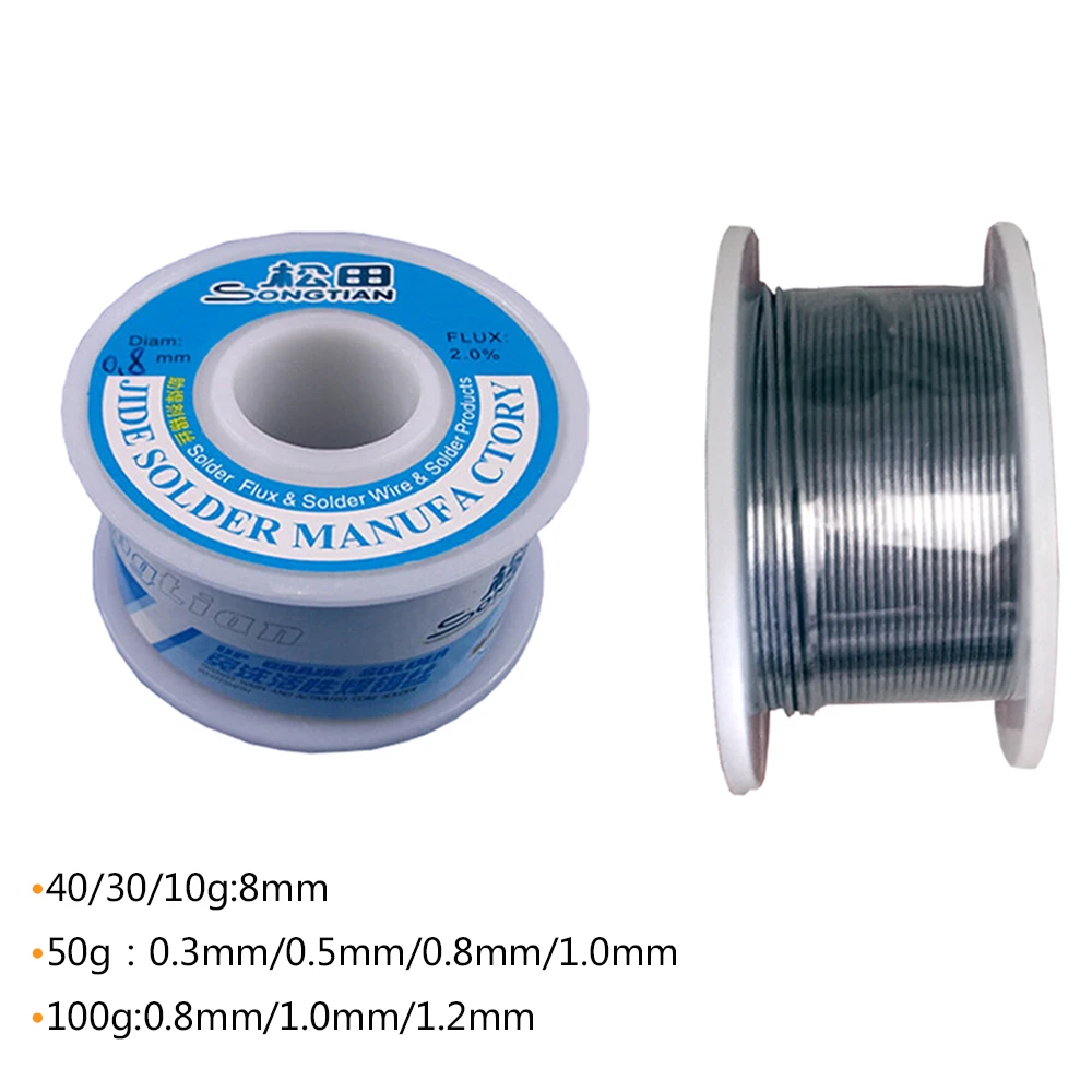 

50g/100g Solder Wire 0.3/0.5/0.8/1/1.2mm No-clean FLUX 2.0% Rosin Core Welding Tin Soldering Iron Wire Reel BGA Soldering Tin