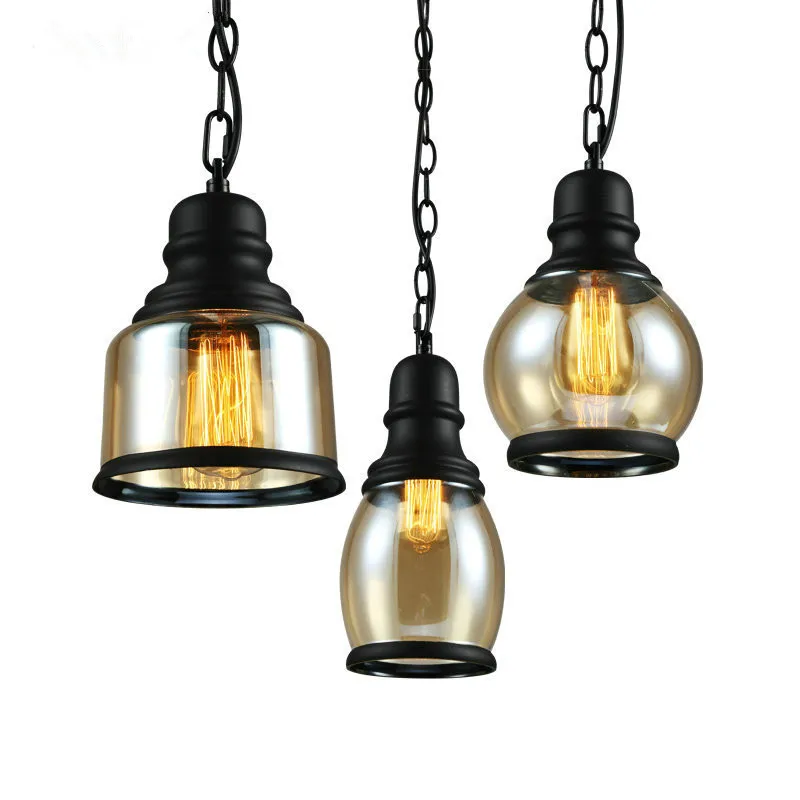 Nordic Country Simple Loft Lamps Living Room Restaurant Bar Clothing Store Industrial Style Retro Glass Pendant Lamps