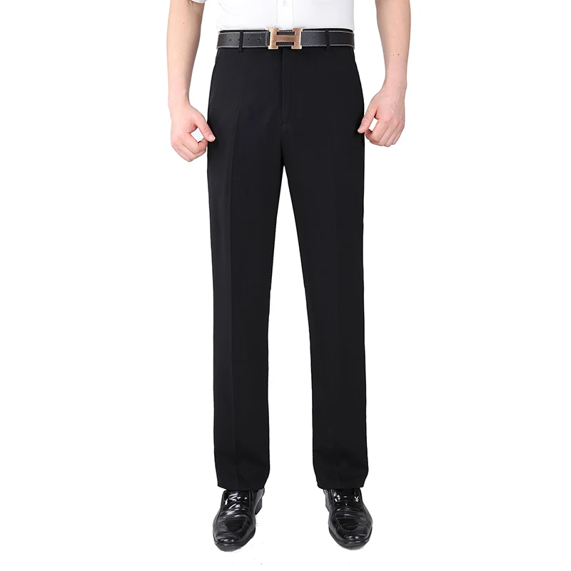 Pantalones de vestir de seda para hombre, pantalón Formal de oficina o reunión Social, traje de negocios para primavera y boda, color negro, talla