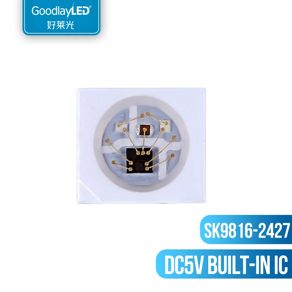 

1000 шт. 3535 SK9816-2427 SMD светодиодный встроенный IC волшебный фонарь бусины гирлянда RGB