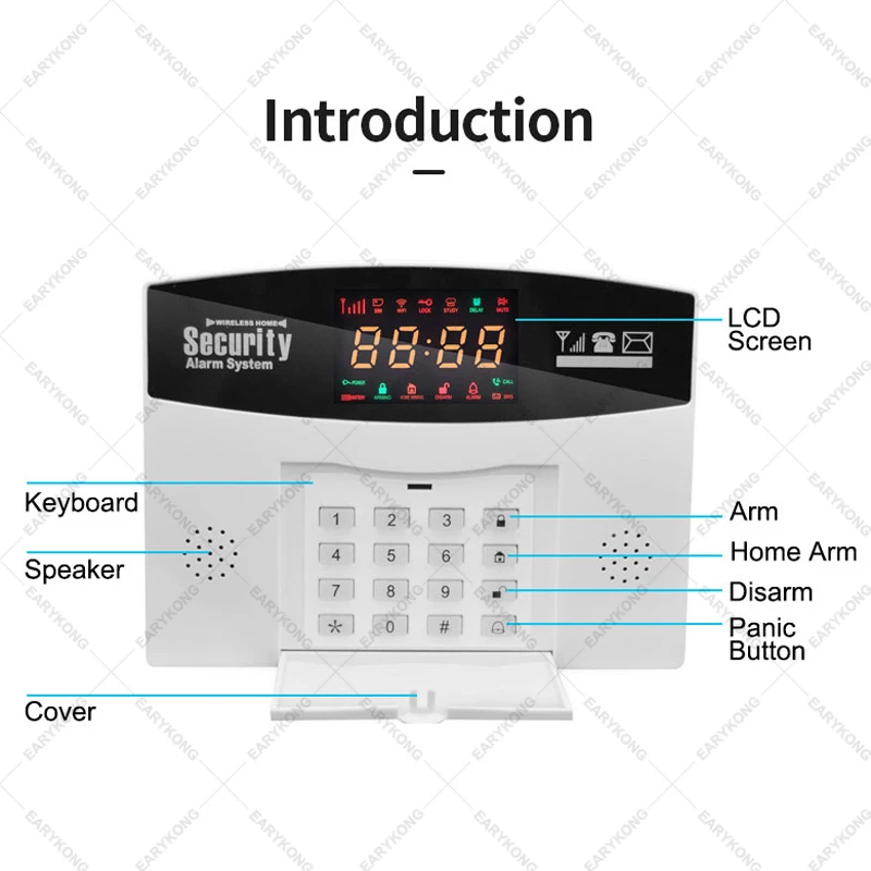 Wifi GSM Início Sistema de Alarme Anti-roubo, 433MHz Detector Alarme, Suporte GSM Cartão SIM, Voz Intercom, Tuyasmart Smart Life