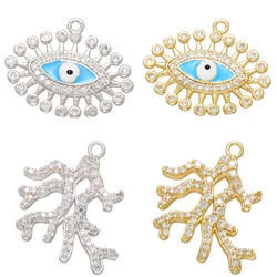 CZ Crystal Tree Root/Eyes Earrings Charms for DIY Earrings Pendant Accessories Necklace Making Findings Supplies:VD782