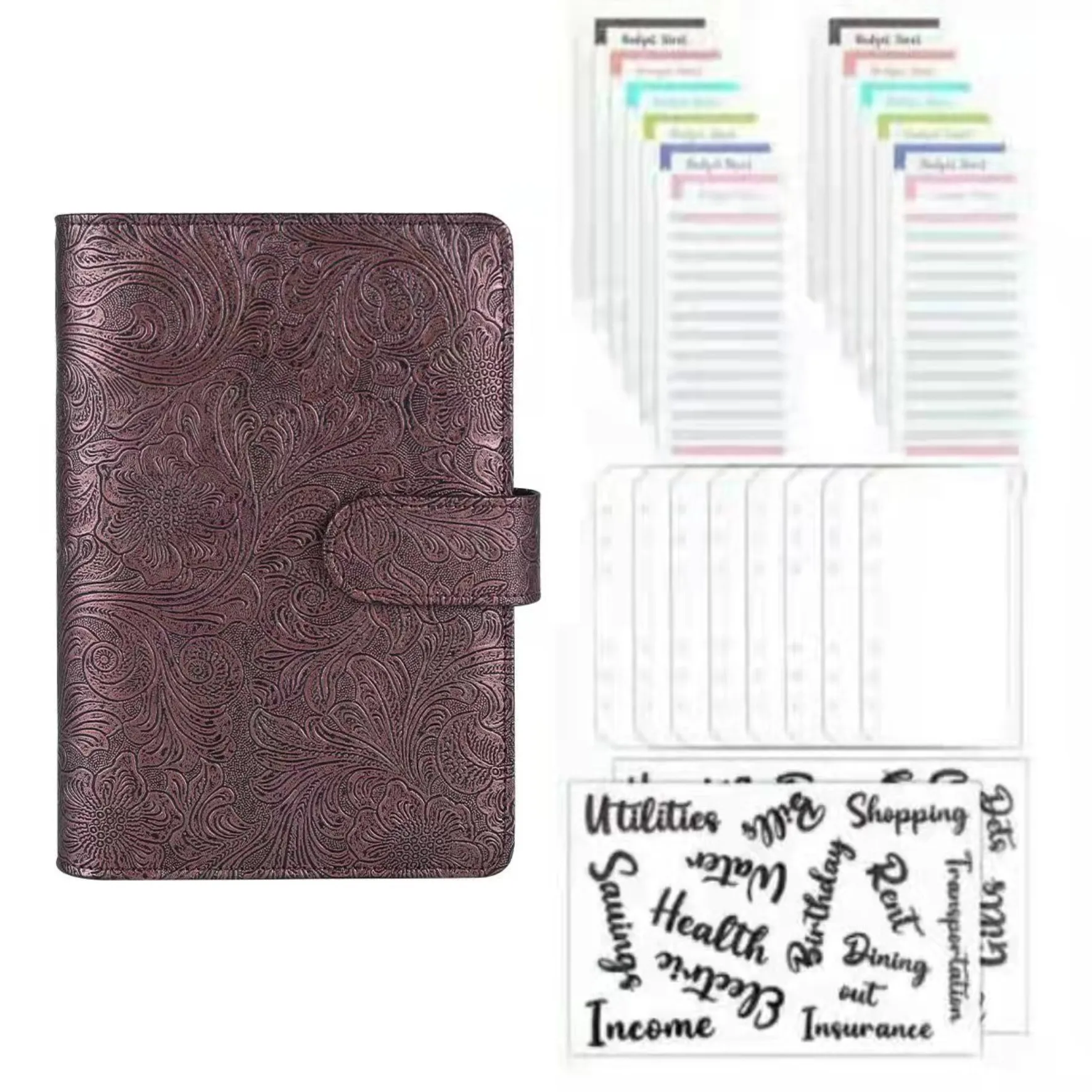 A6 Vintage Reliëf PU Leer DIY Bindmiddel Notebook Cover Dagboek Agenda Planner Papier Cover School Briefpapier Set