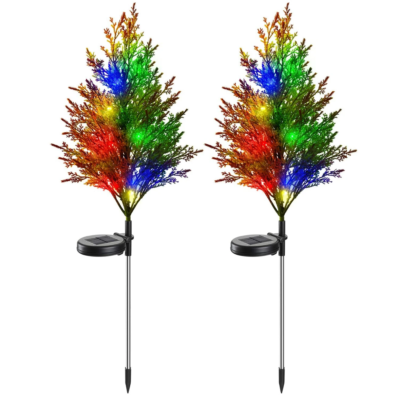 

HQXING Solar Garden Lights Tree Outdoor Waterproof Flower Lights Multi-Color Flickering For Patio Lawn Pathway Christmas 2PACK