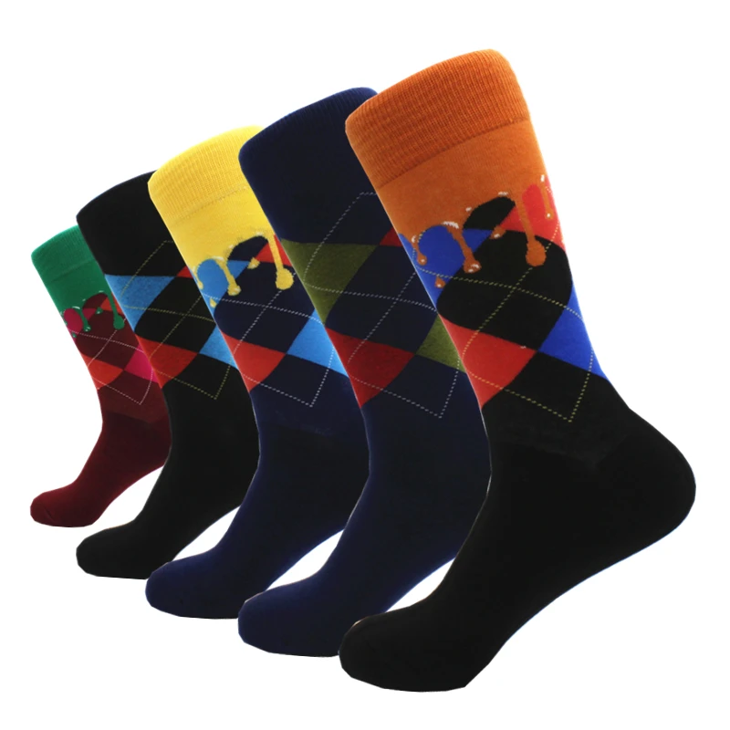 New Men\'s Socks Soft Breathable High Quality Cotton Socks Business Casual Happy Funny Classic Clothing Socks Men