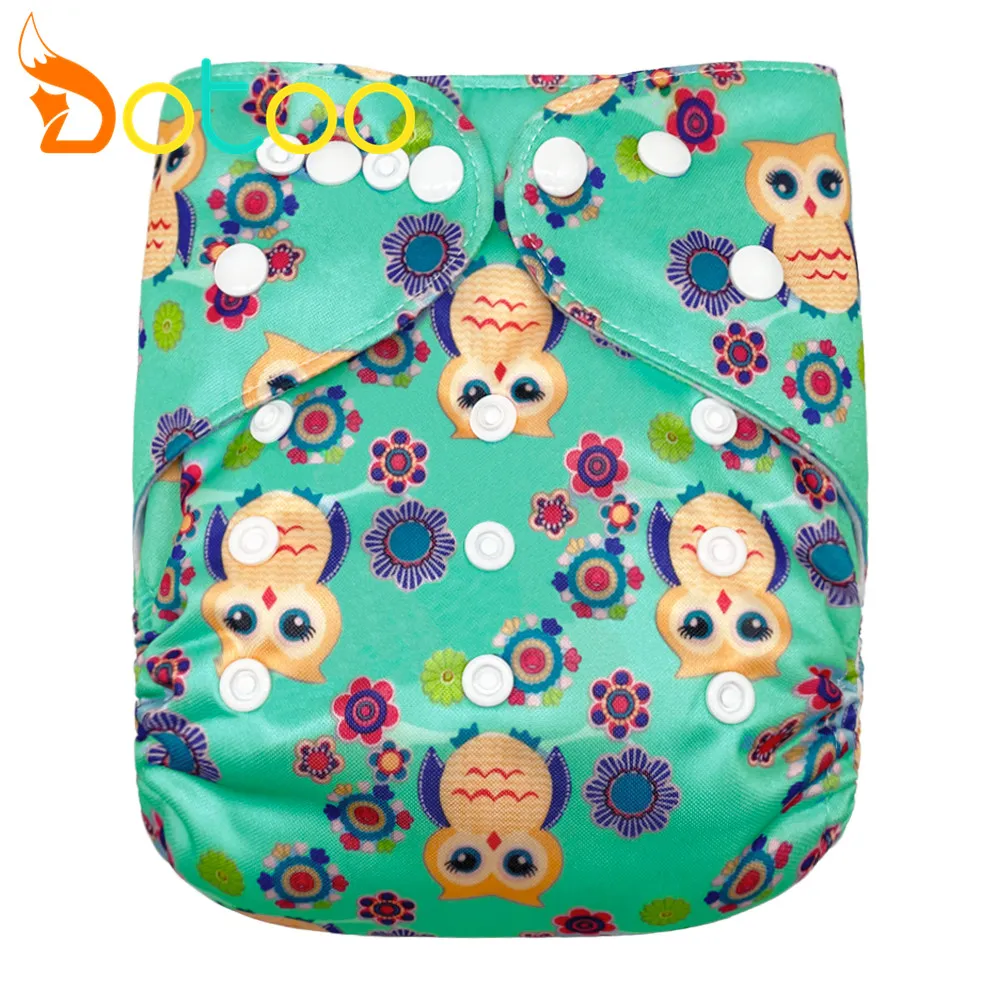 Dotoo Washable Adjustable Woodpecker Print Pocket Diaper Double Row Snaps Cloth Nappy For 3-15KG Baby