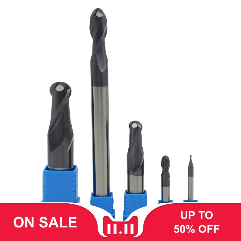 

Концевая фреза HRC50 с шариковым носом, инструмент для обработки металлических пазов с покрытием, 6 мм, 8 мм, 2 канавки, R0.5, R6.0, 1 шт.