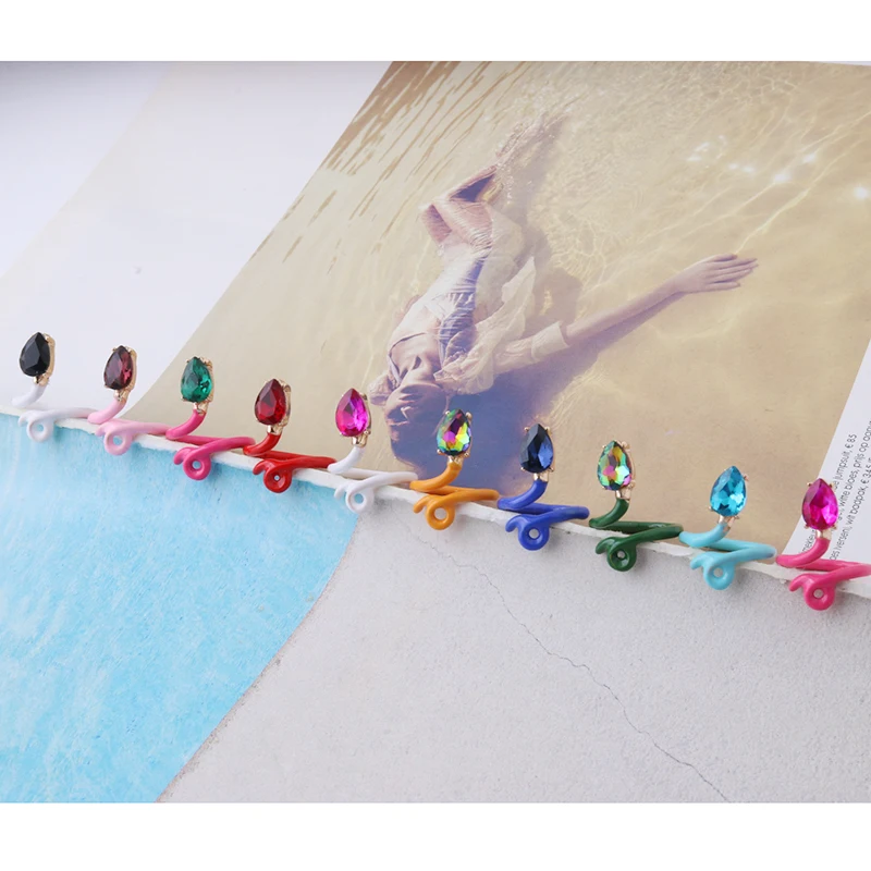 NeeFuWoFu Color Snake Ring Earrings Woman Y2K Candy Glass Multicolor Colored Rings Bohemia de Madera Pulseira Estrela de Cinco