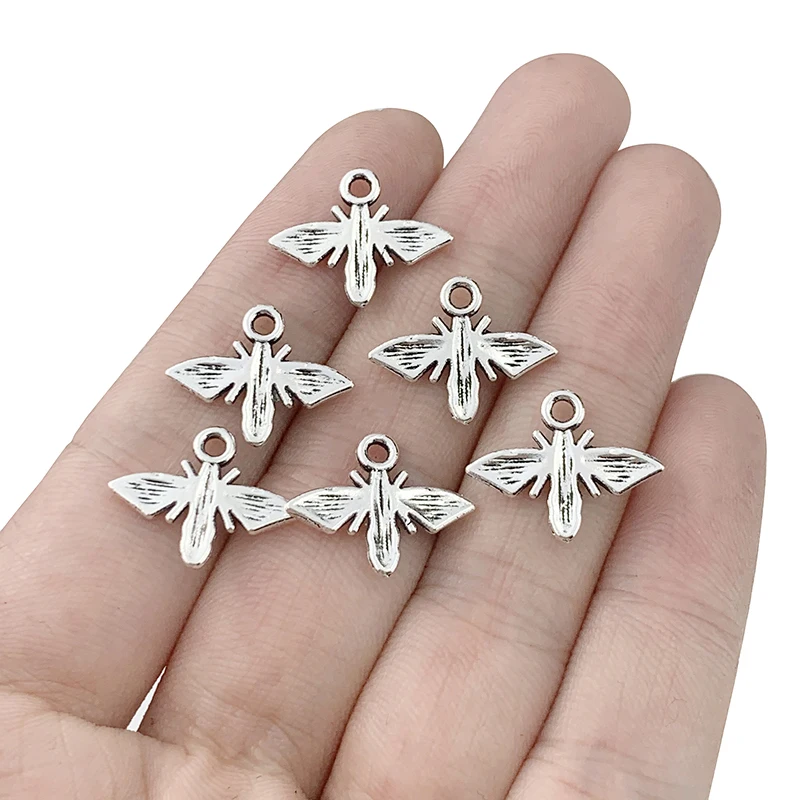 ZXZ 50pcs Tibetan Silver Bumble Bee Honeybee Insect Charms Pendants Beads for Necklace Bracelet Earring DIY Jewelry Making