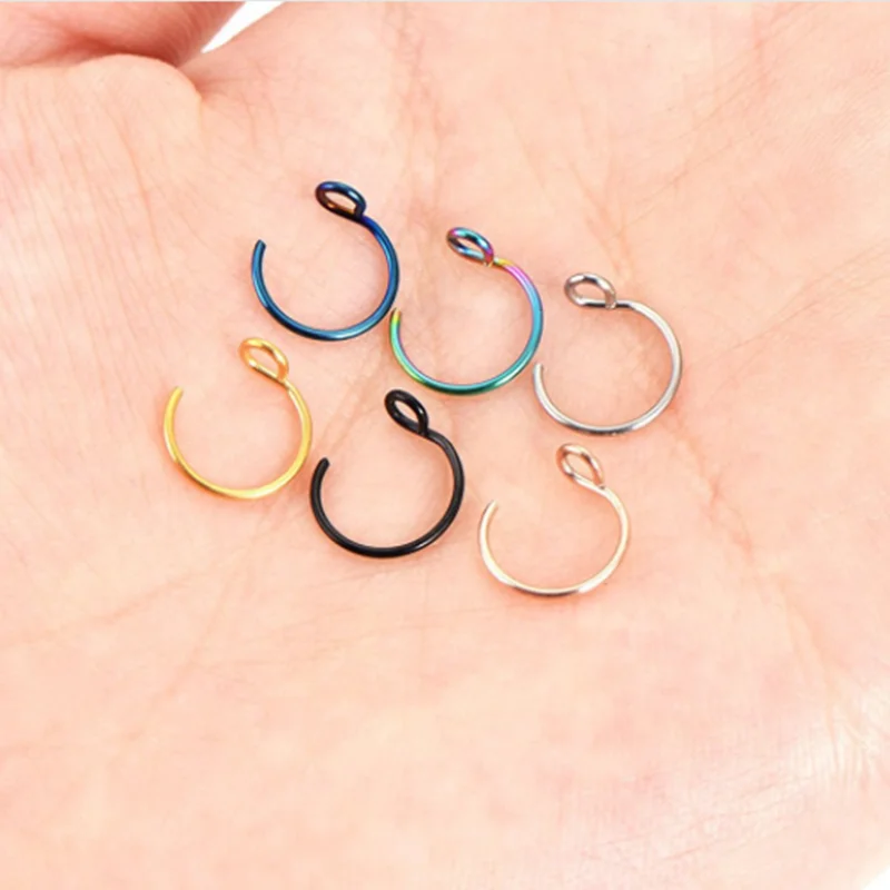 1Pcs Stainless Steel Fake Nose Ring Cheater Lip clip Hoop Piercing Labret Non Piercing Nose Jewelry Industrial Body Jewelry