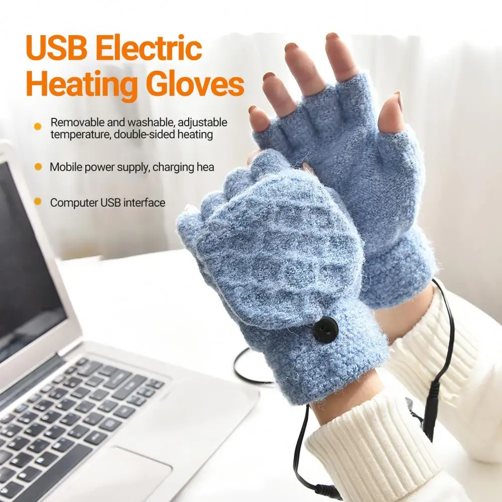 Electric Heated Gloves Elastic Hand Warmer Gloves USB 5V Winter Heated Warm Laptop Typing Mitten