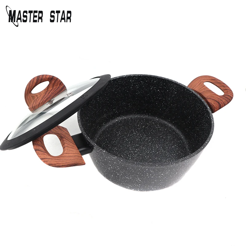 

Master Star 2020 New Top Quality Marble Coating Small Soup Pot 3L Stockpot With Silicone Edging Lid Induction Cooker