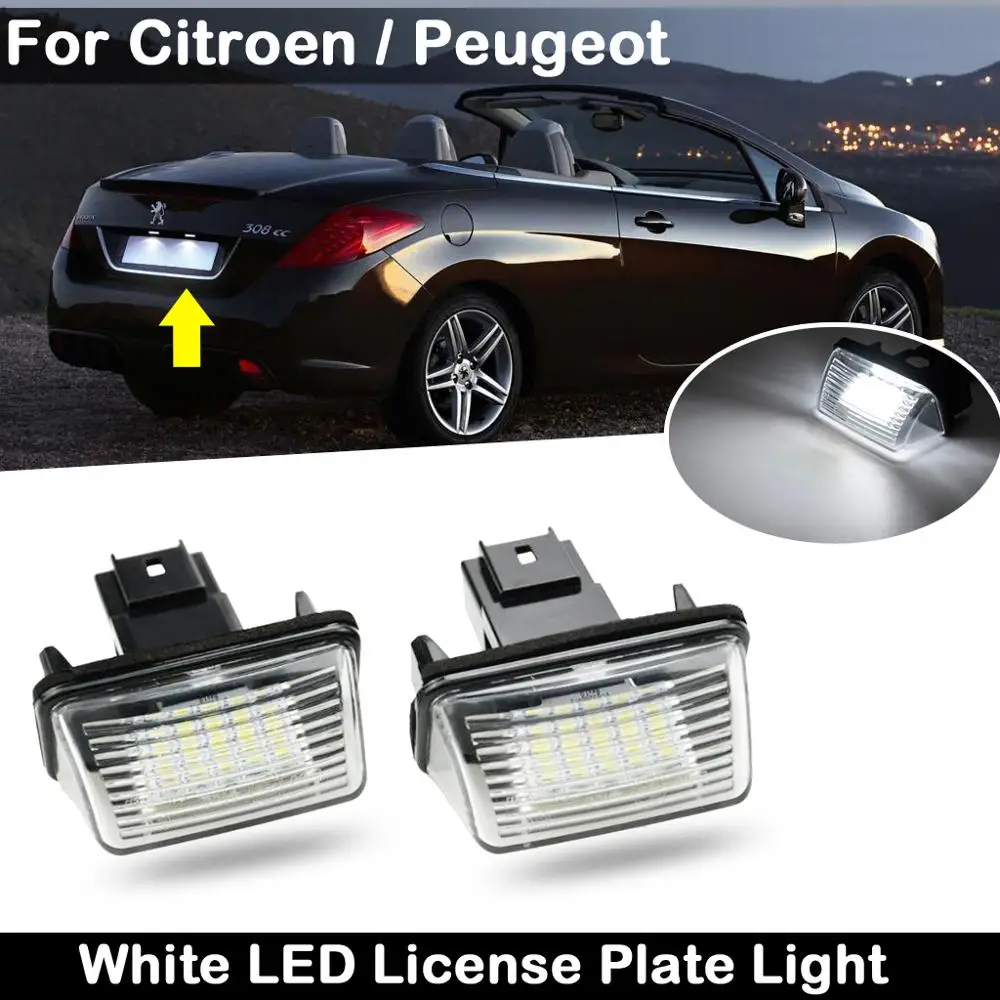 For Citroen C3 C4 C5 BERLINGO SAXO XSARA For Peugeot 206 207 306 307 308 406 407 5008 Partner  LED License Number Plate Light