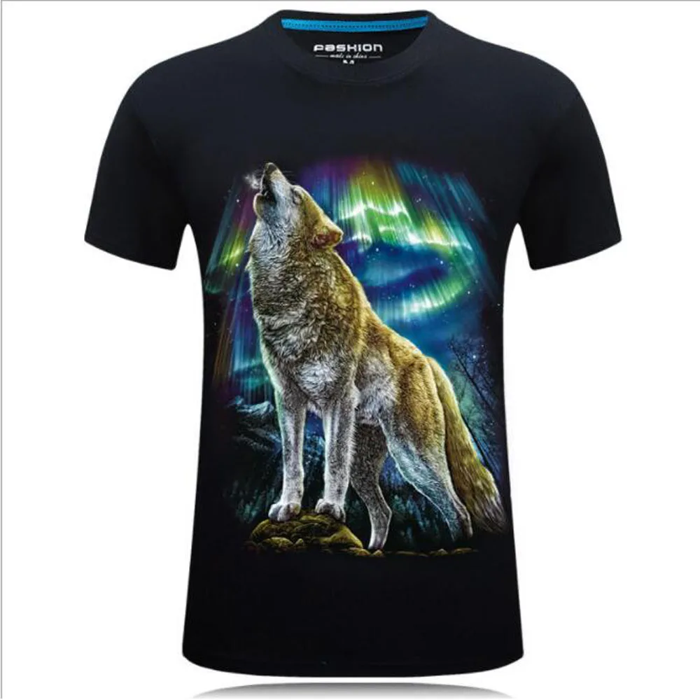 2021 Men'S Summer Fashion Men'S 3D Printed Wolf T-Shirt Oversized Leisure Sports Outing Shirt Crew Neck Top S-6XL