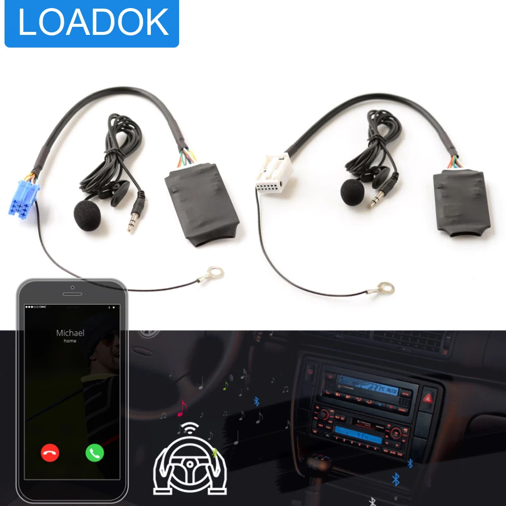 Car Bluetooth Kit AUX 12 pin Handsfree Adapter Interface for Audi Skoda VW Seat 8 pin CD Radio MP3 Audio Music Input Quadlock