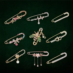 Cute Refined Crystal Rhinestone Branch Brooches Hijab Pins For Women Suit Scarf Flower Brooch Pin Jewelry