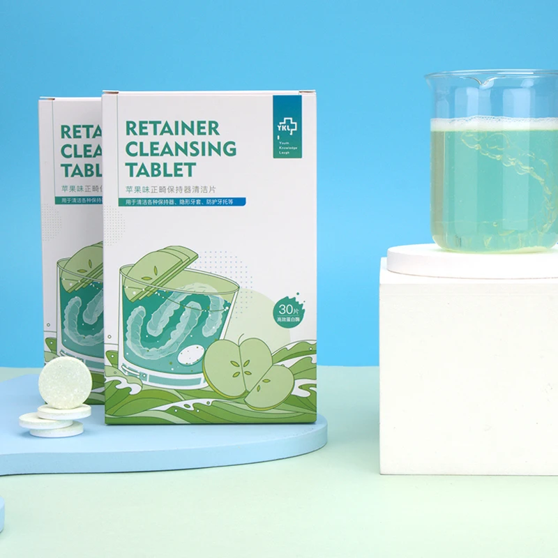 Y-Kelin Denture Retainer Cleansing Tablets for Cleaner Retainers and Dental Appliances Removes Bad Odors Discoloration Stains