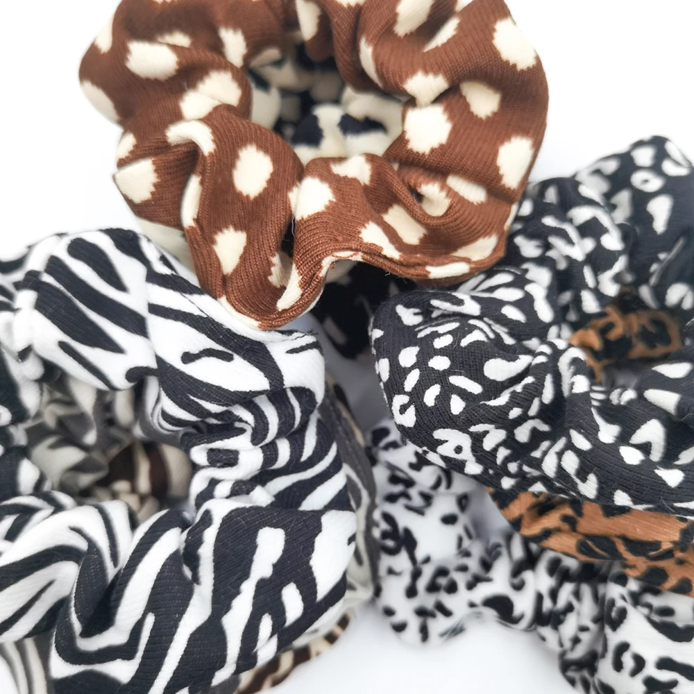 3PCS/Set Fashion Leopard Zebra Pattern Scrunchies Elastic Hair Band Women Girl Corduroy Dot Headband Ponytail Holder Accessories