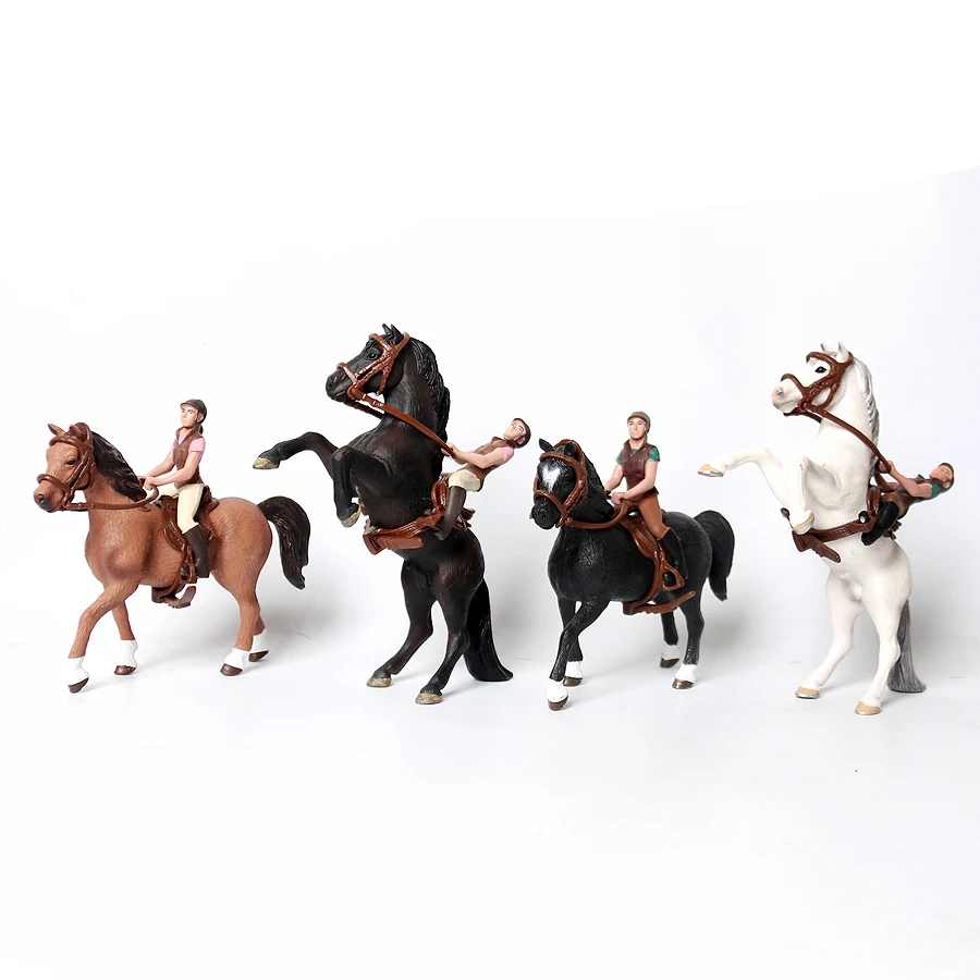 Figura de simulación de caballero jinete con caballo, figuras de modelos de animales de granja, decoración de caballo educativo, regalo para niños