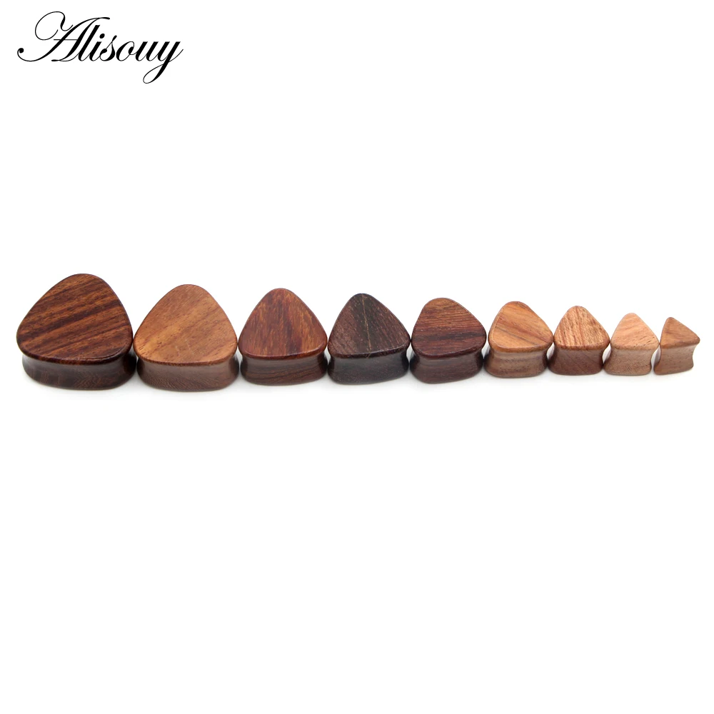 Alisouy 2pcs Wood Flesh Tunnels Ear Plugs Gauges Earrings Double Flared Wooden Ear Expender Stretcher Punk Body Piercing Jewelry