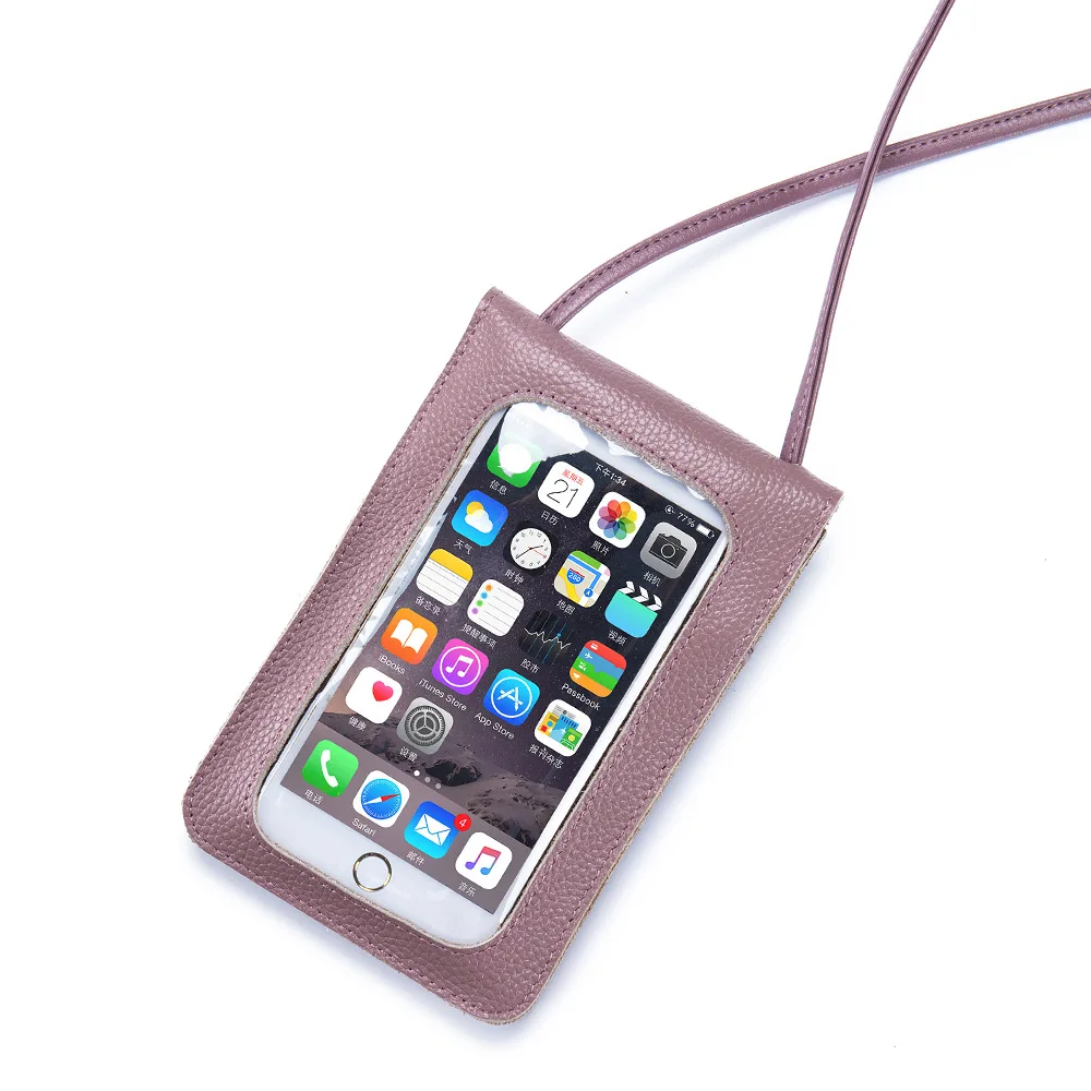 Luxury Brand Lady Phone Bag Designer Transparent Touch Screen Long Wallet Genuine Leather 2023 Women Crossbody Bag for iPhone 13