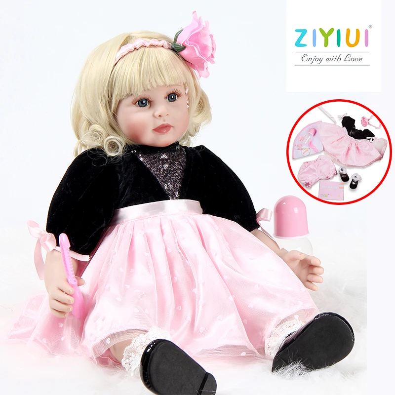 

ZIYIUI Silicone Vinyl Reborn Dolls 60 Cm Realistic Toddler Princess Girl Very Soft Cloth Body Children Playmate Handmade Gifts