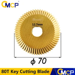 Coupeur de machine à clé horizontale revêtu de titane, lame de scie, outils de serrurier, HSS 80T, 70x7.3x12.7mm, 1PC