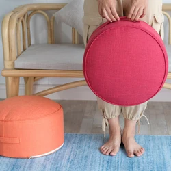 Taburete de algodón y lino para ceremonia de té, Tatami otomano con relleno, Cojín de meditación grueso, cojín redondo para Yoga, futón