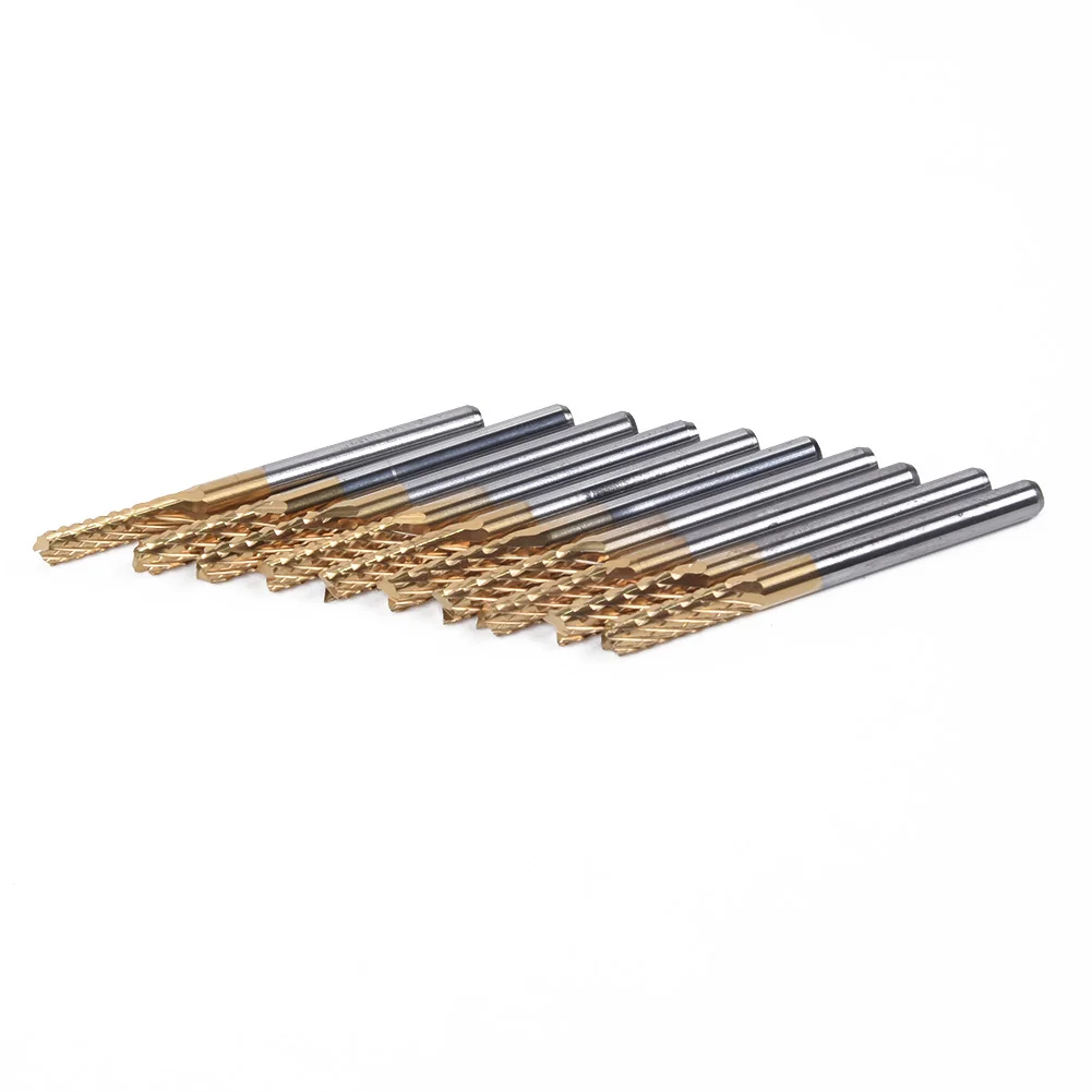 Imagem -03 - Carbide Milling Cutter Grupo End Mill Haste Titânio Revestido Cnc Brocas Pcb Gravura Woodworking Tool 3.175 mm 10 Pcs