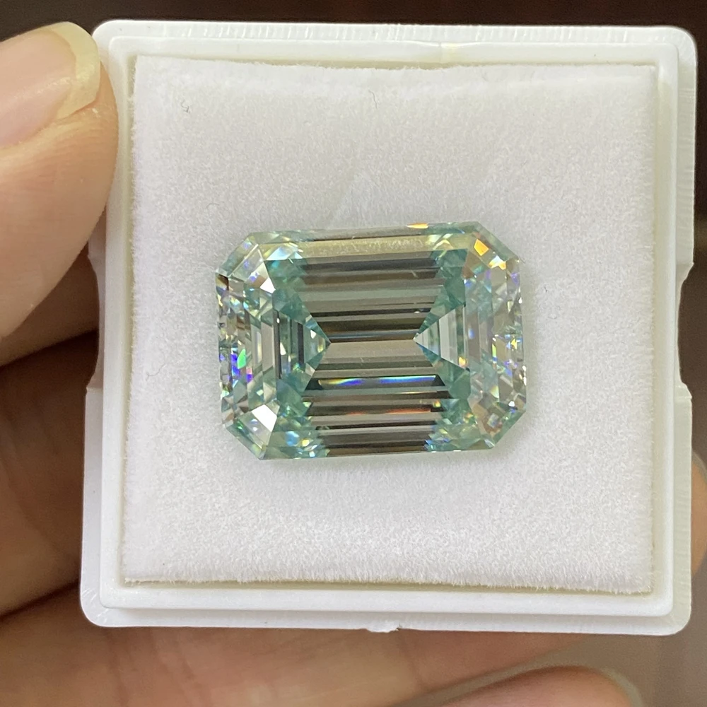 Meisidian 15x20mm 27 Carat Big Size Emerald Cut Light Blue Aquamarine Moissanite Diamond Stone