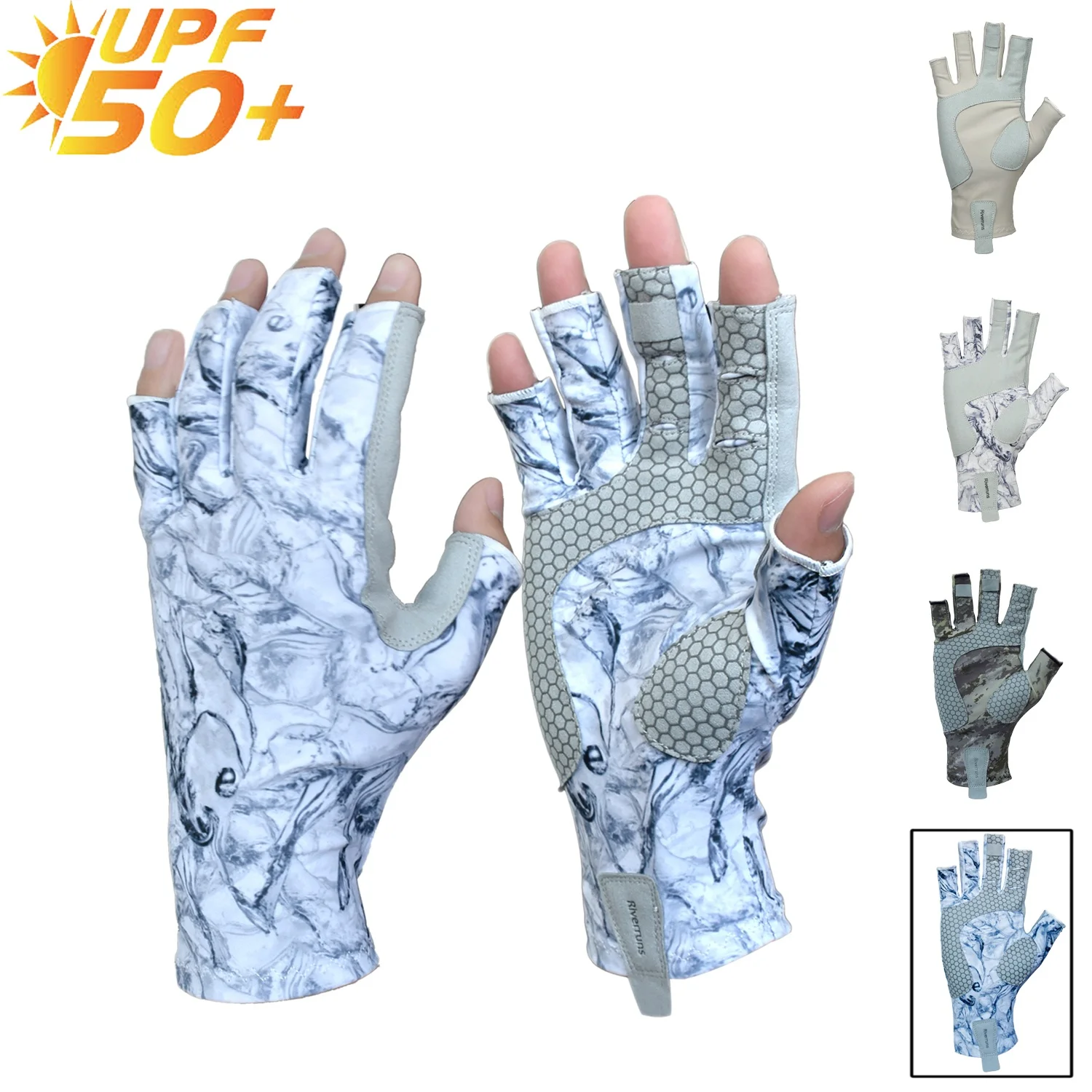 Riverruns Fingerless Fishing Gloves are designed for Men and Women Fishing, Boating, Kayaking, Hiking, Running, Cycling