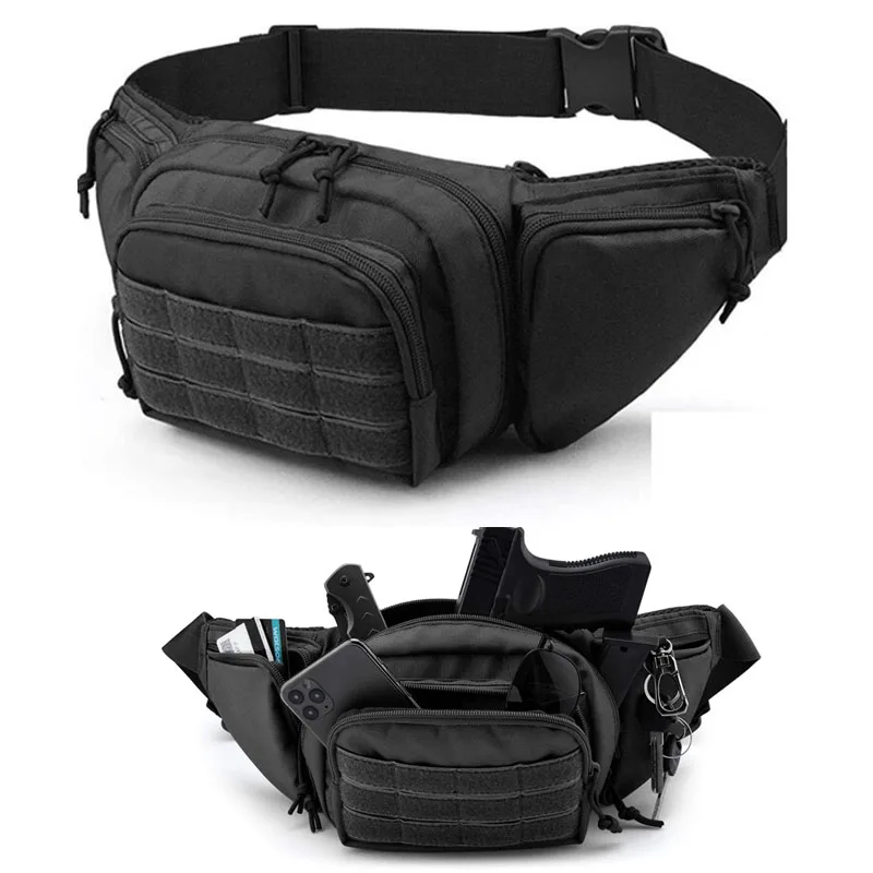 Tactical Waist Pistol Bag Multi-functional Fanny Pack Shoulder Chest Assult Bag Outdoor Concealed Magazine Gun Carry Holster