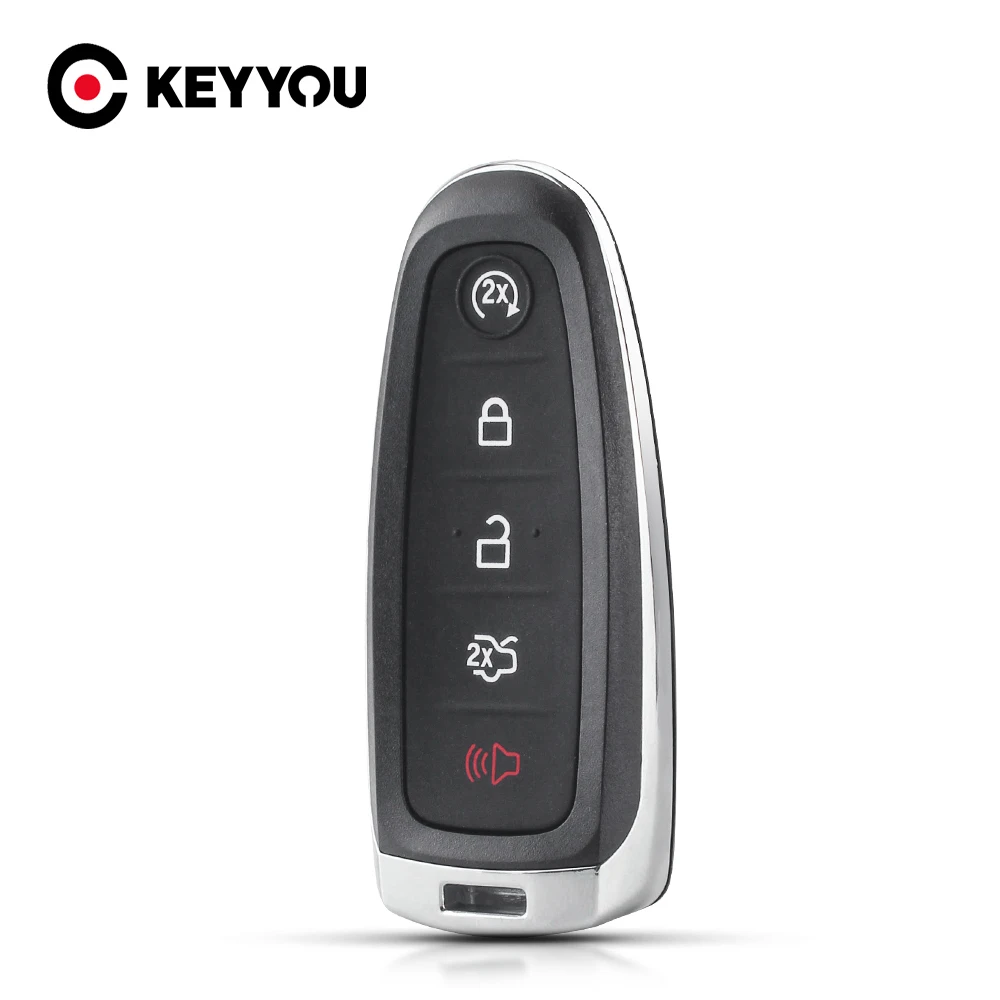 KEYYOU Car Key Shell For Ford Edge Escape Flex Explorer Taurus 5 Buttons Remote Key Fob Replacement FO38 HU101 Blade Cover Case