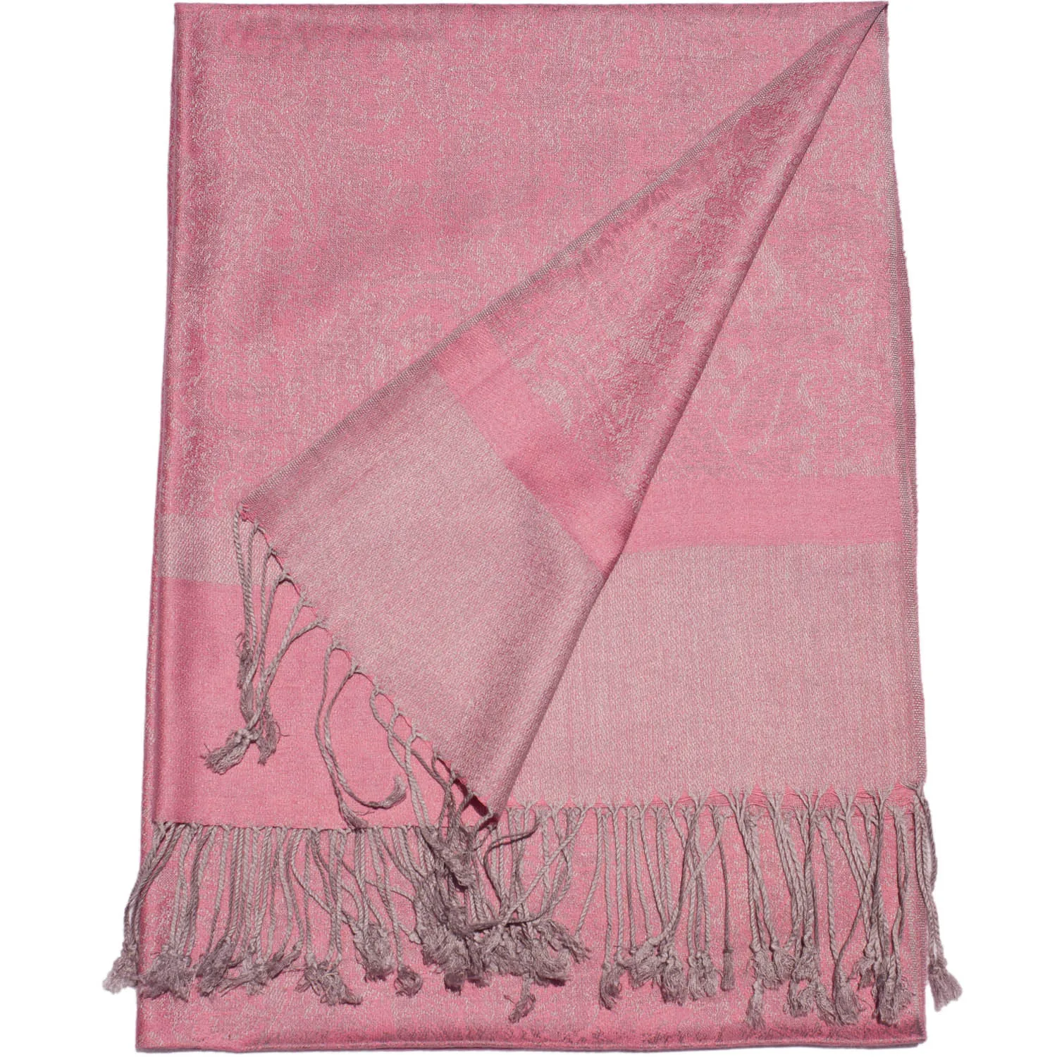 Pashimina Silk Scarf Paisley Jacquard Autumn Warp Winter Shawl Cashmere Hijab Long 2 Tones Soft High Quality Gift Pink Gray