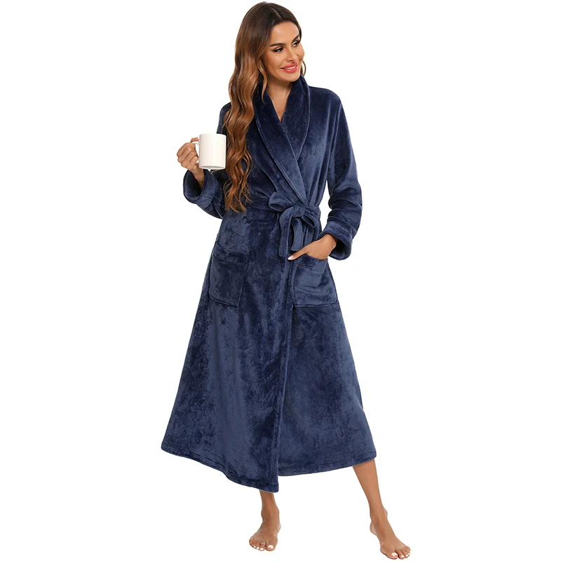 Men Winter Plus Size Long Coral Fleece Bathrobe Kimono Warm Flannel Bath Robe Men Cozy Robes Night Sleepwear Women Dressing Gown