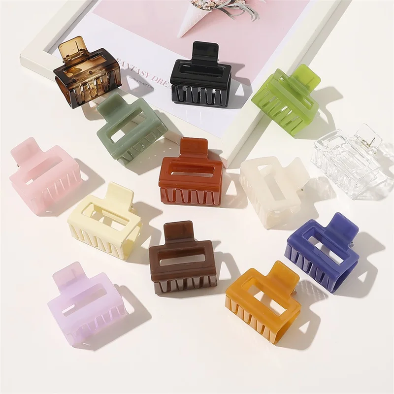 

Korean Claw Clip Women Plastic Hair Clip Colorful Solid Color Square Hair Claw Girls Hair Accessories Hair Barrettes Hair Clips