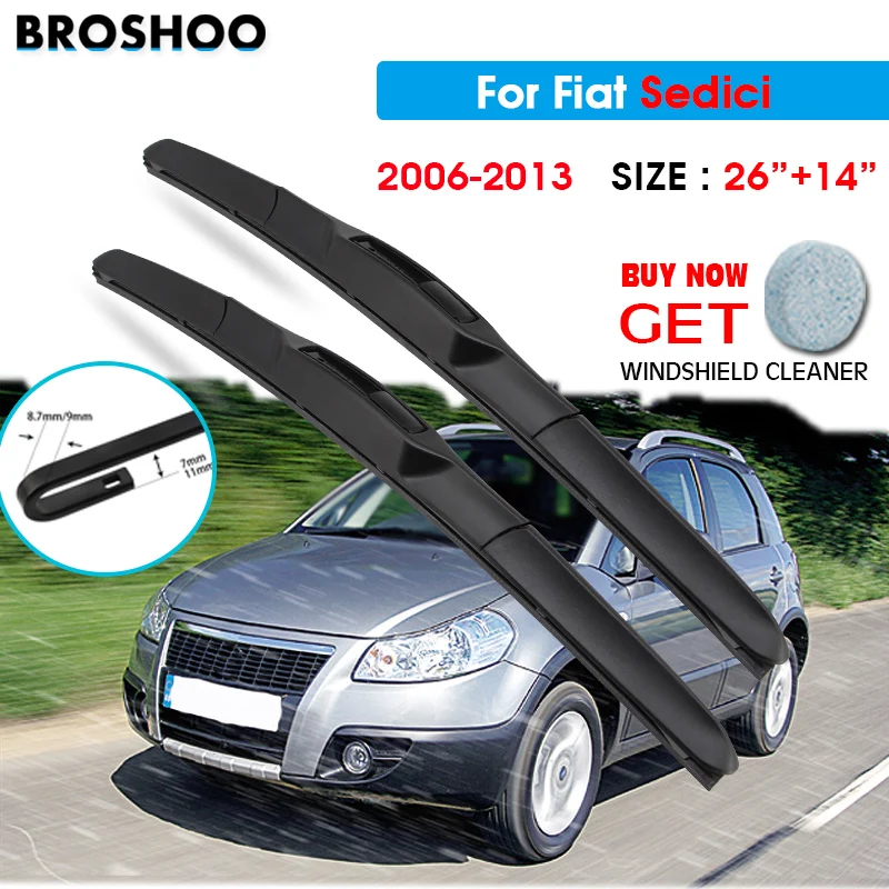 

Car Wiper Blade For Fiat Sedici 26"+14" 2006-2013 Windscreen Windshield Wipers Blades Window Wash Fit U Hook Arms