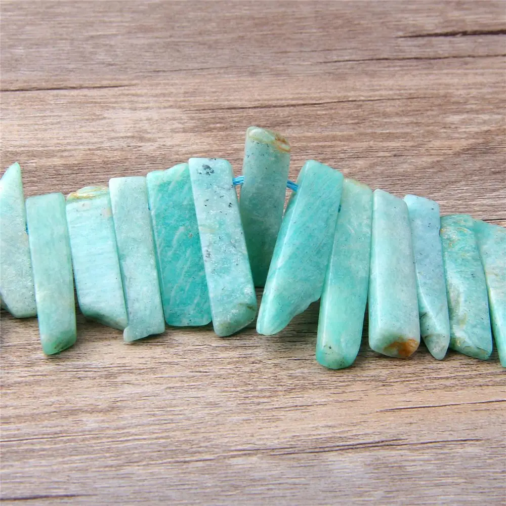 Natural blue amazonite Crystals Quartz Points Graduated Tusk Top Drilled Beads Pendants Fashion Jewelry For DIY Crown graduate