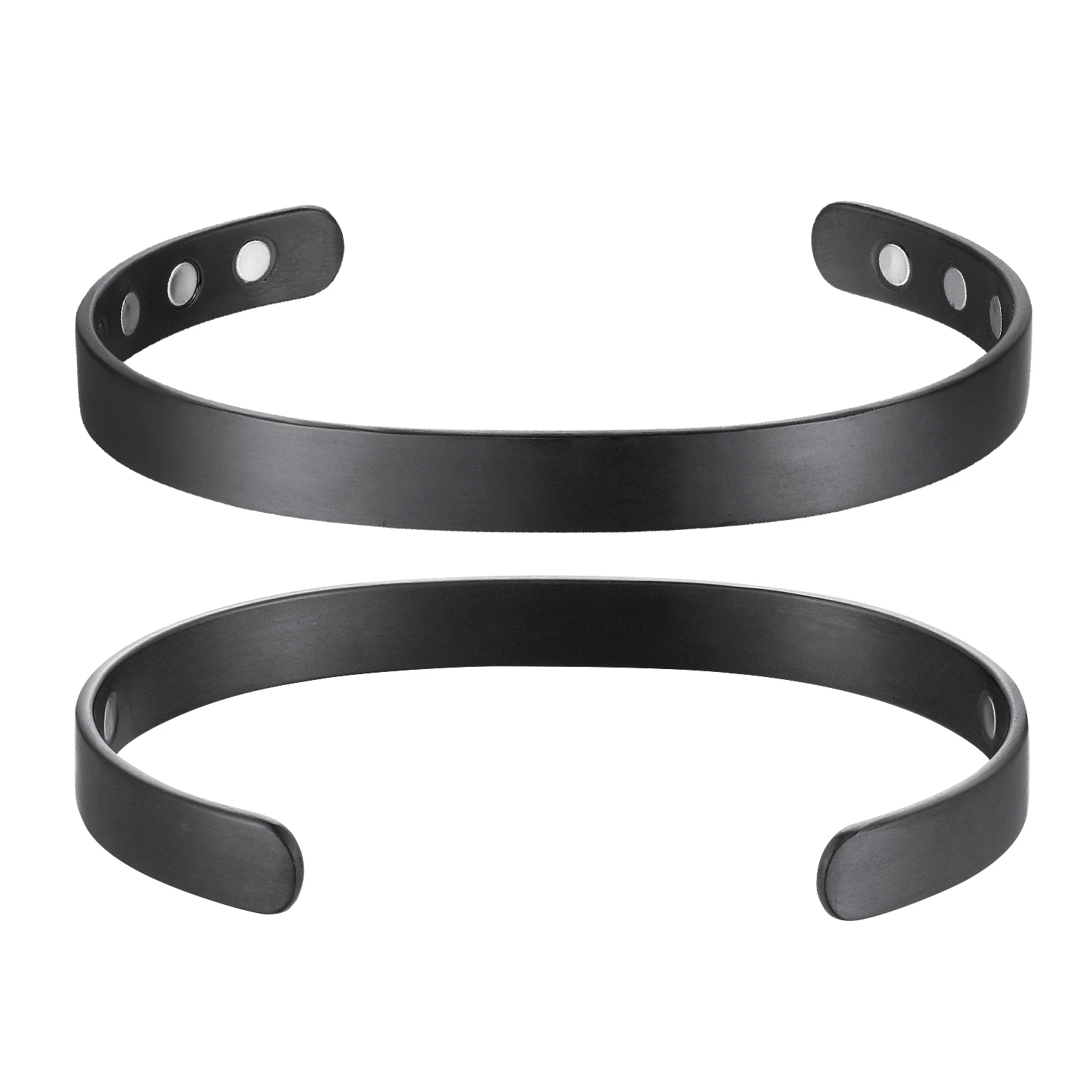OKtrendy Magnetic Bracelet Black Plated Men Health Energy Magnet Bracelets 8mm Adjustable Cuff Titanium Bangles for Women
