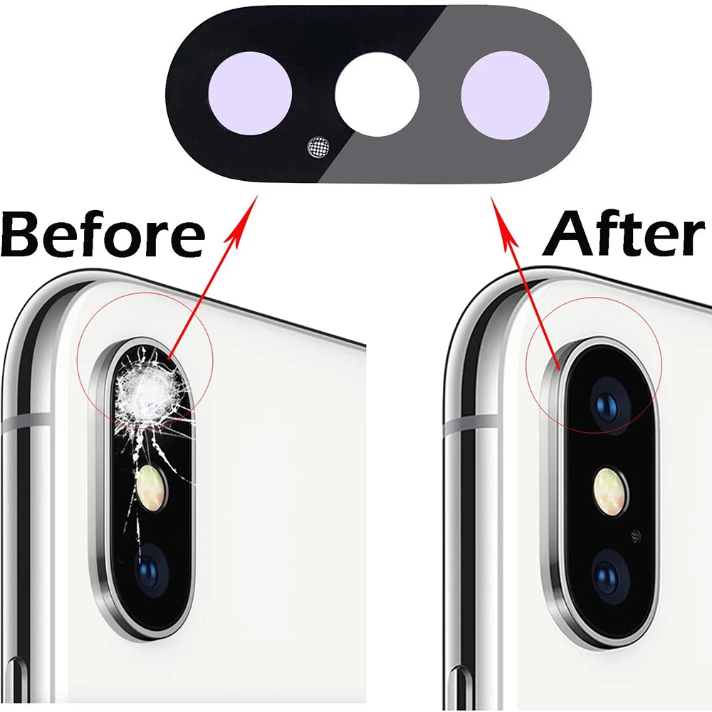 2pcs /set Rear Back Camera Lens Glass Cover Replacement with Adhesive For iPhone X XS XS max