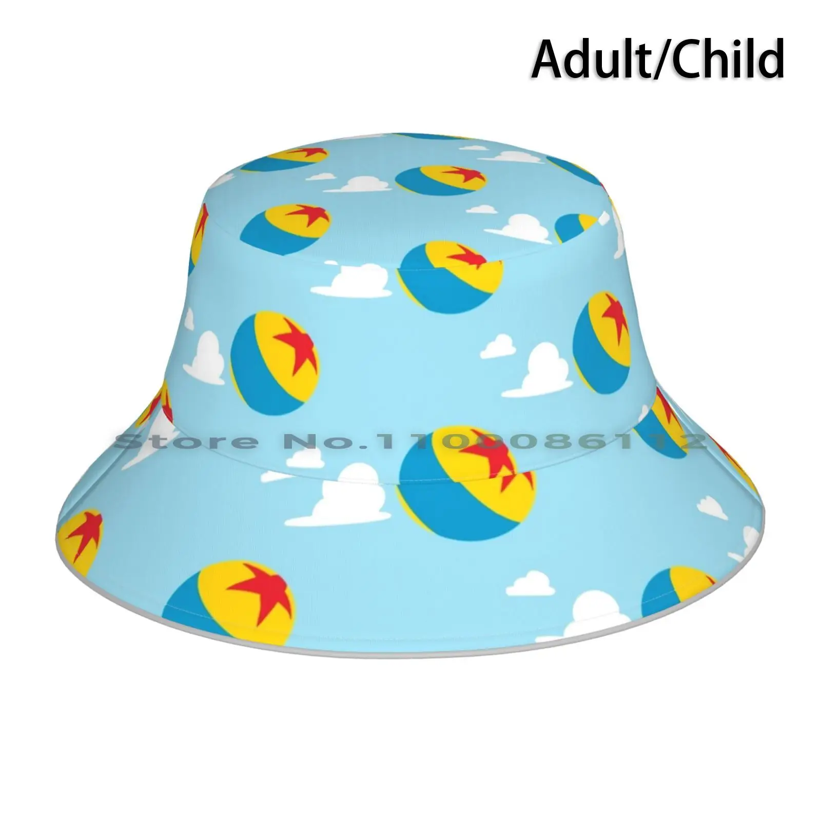 Cloud And Ball Bucket Hat Sun Cap Pattern Clouds Pixar Ball Land 3 4 Woody Buzz Lightyear Toys World Land Foldable Outdoor