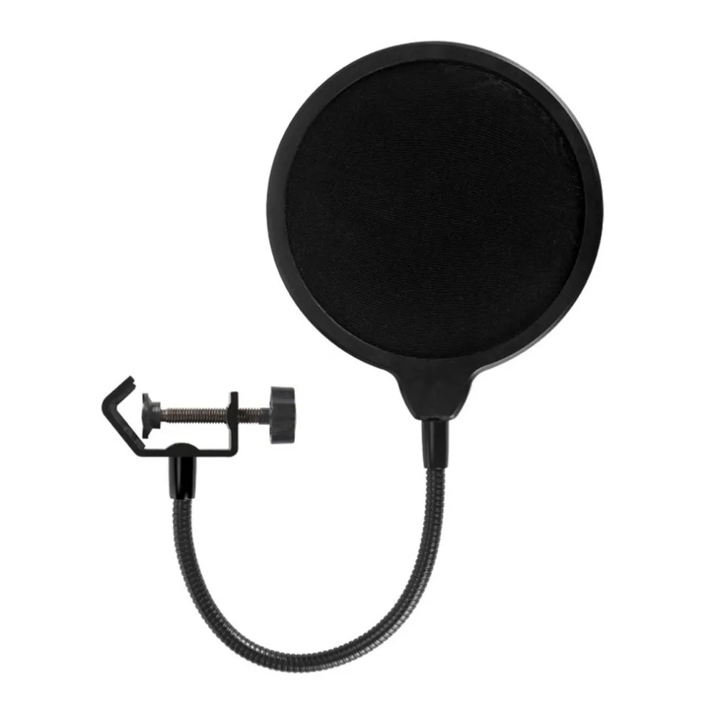 Durable Double Layer Windscreen Studio Microphone Flexible Wind Screen Mask Mic Pop Filter Bilayer Shield for Speaking Recording