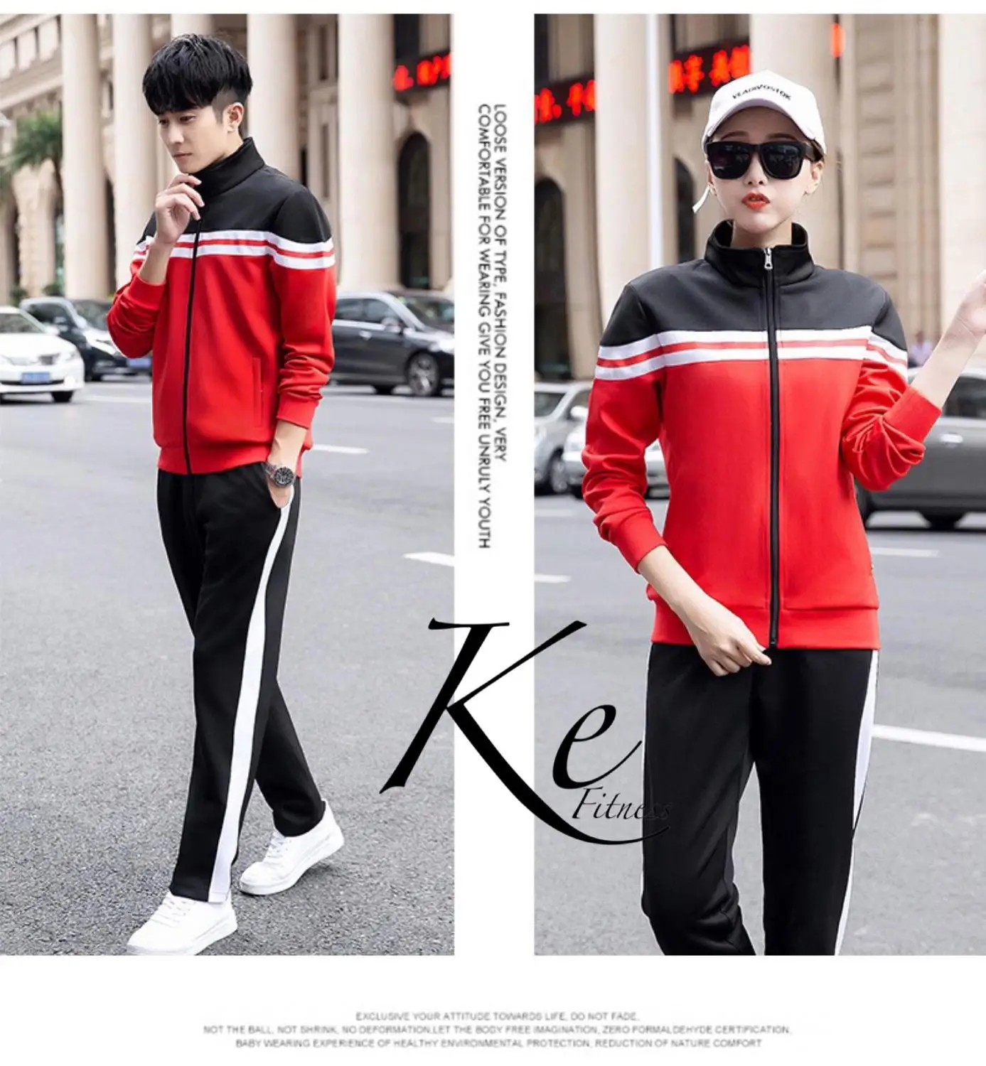 KE324 Spring  autumn new junior high school students school uniforms class clothing man woman big size 5XL sport set tracksuit