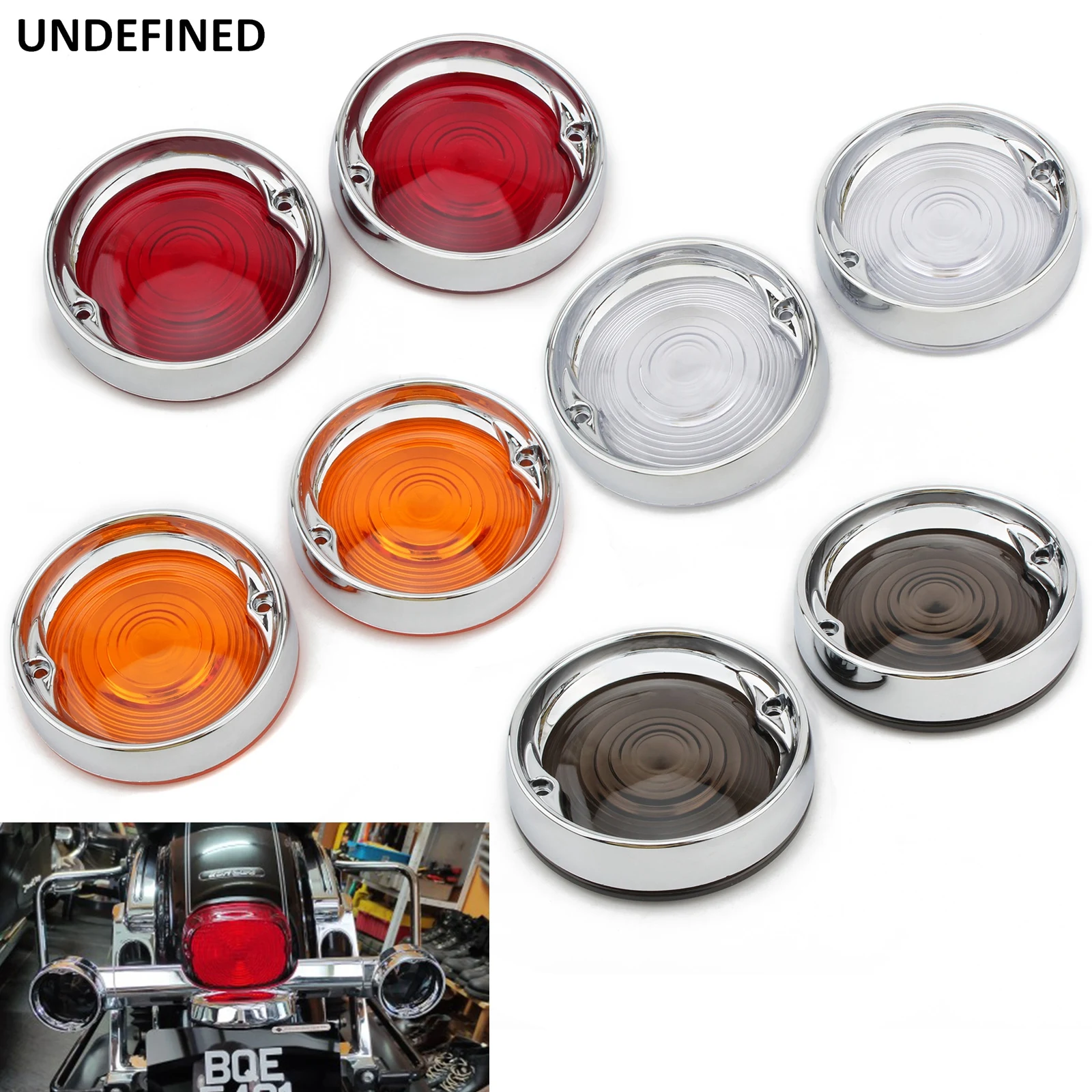 

Deep Dish Turn Signal Lenses Bezels Trim Ring Flat Smoke Lens For Harley Touring Electra Glide Road King Road Glide 1986-2022