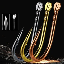 DYGYGYFZ 50pcs/pack of Double Slot Izu Fish Hook Black Gold Blood Slot Slot with Barbed Bulk Hook Fishing Gear
