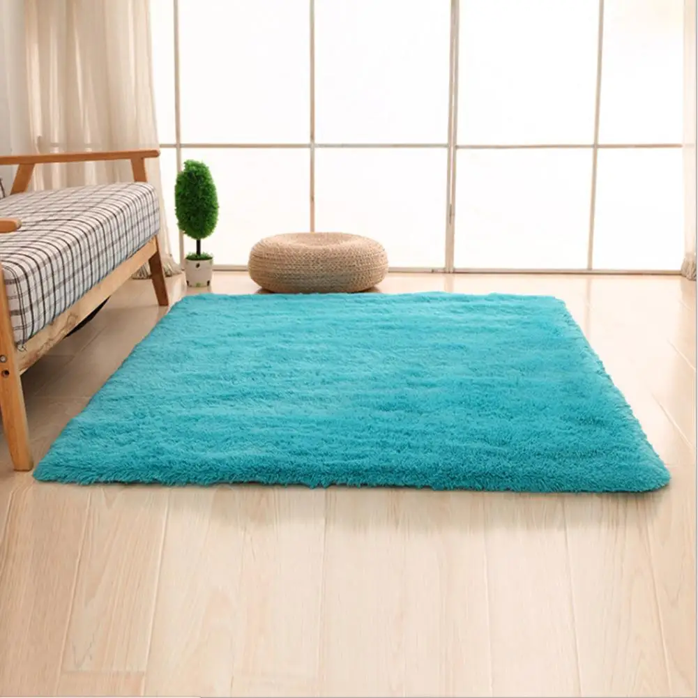 พรมกำมะหยี่ hiasan kamar ใช้สอยพรมขนปุยหนาพรมห้องนอนกันลื่นพื้นนุ่มพรมเลานจ์พื้นขนาดใหญ่ที่เป็นของแข็ง