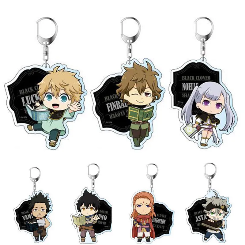 Japan Anime Cartoon Key Chains Black Clover Action Figure Acrylic Keychain Pendant Cosplay Keyring Fashion Jewelry Key Ring Gift