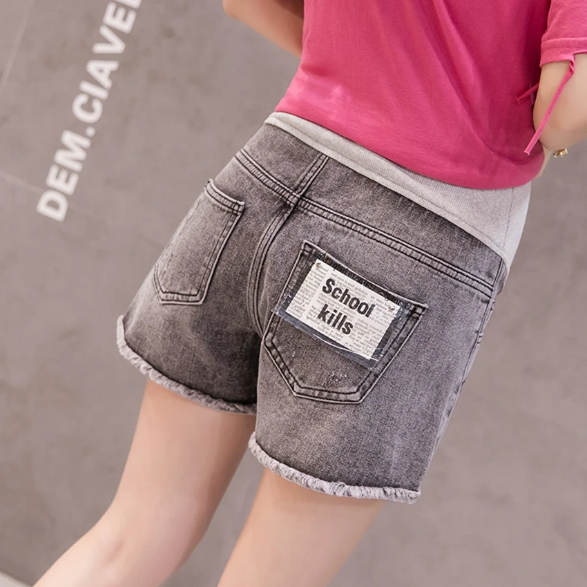 Three-point pregnant women jeans spring and summer denim shorts pregnant women stomach lift pants casual loose jeans outer wear